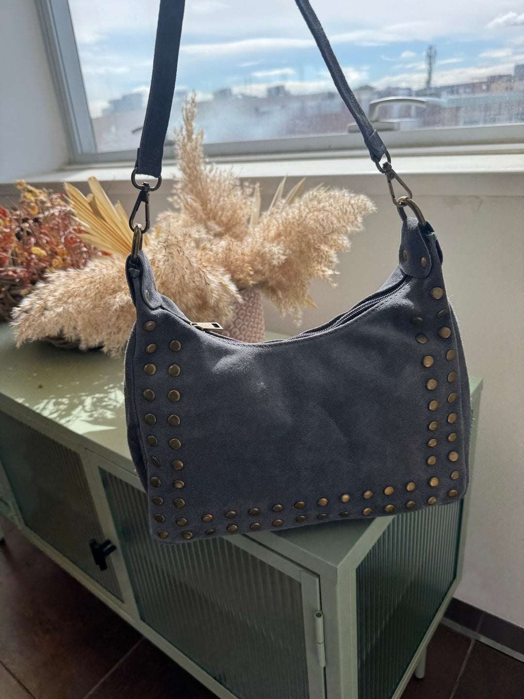 Bolso Piel Leo Ante Gris