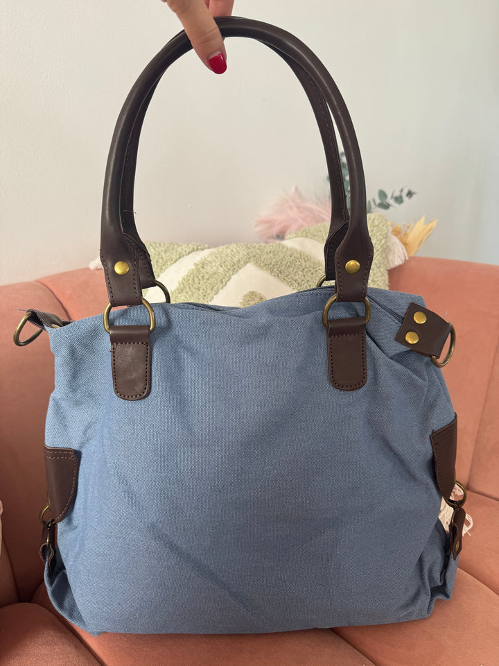 Bolso Shopper Bandolera Piel Cuqui XL Azul klein