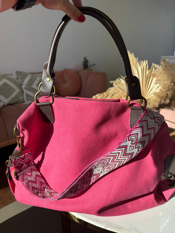 Bolso Shopper Bandolera Piel Cuqui XL Fucsia