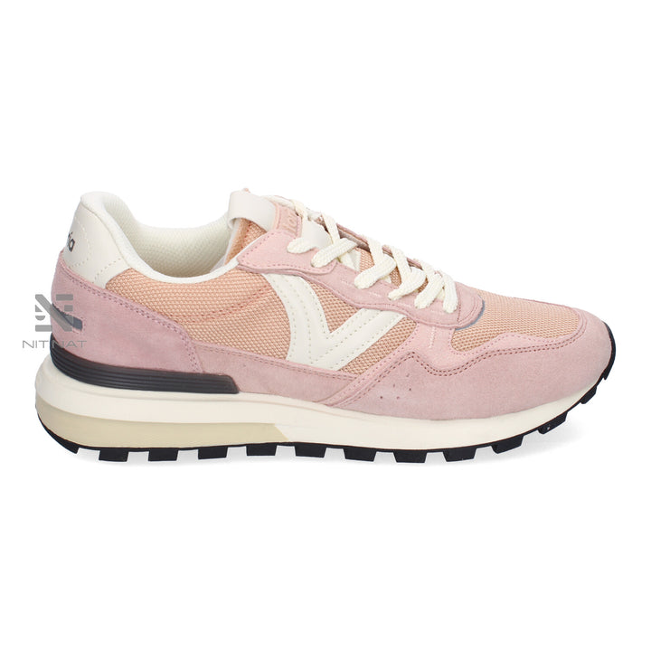 Zapatillas Luna Rejilla Rosa Piel y Serraje Victoria