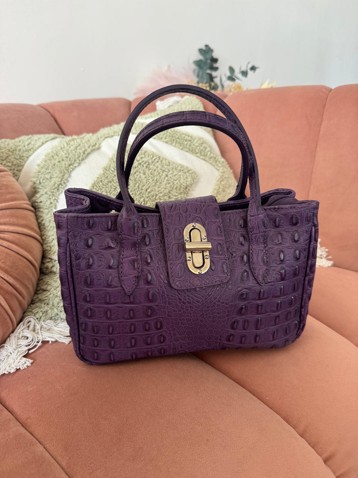 Bolso Piel Coco Morado