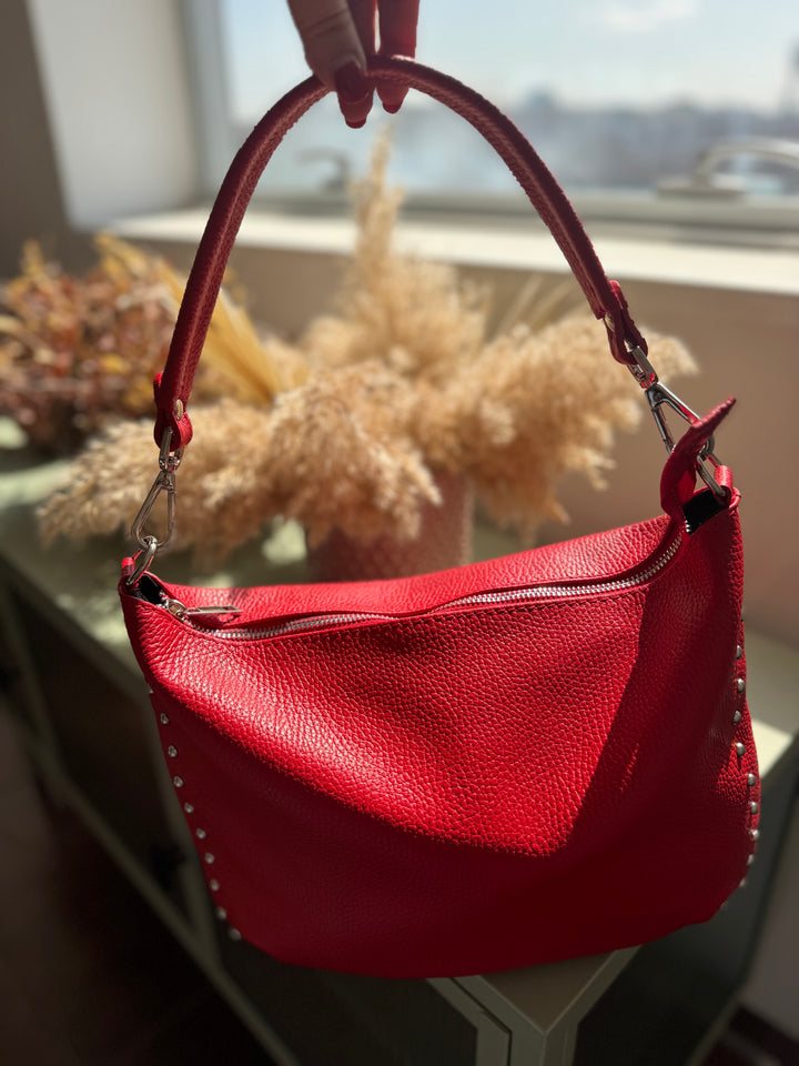 Bolso Piel Naty Verde Rojo