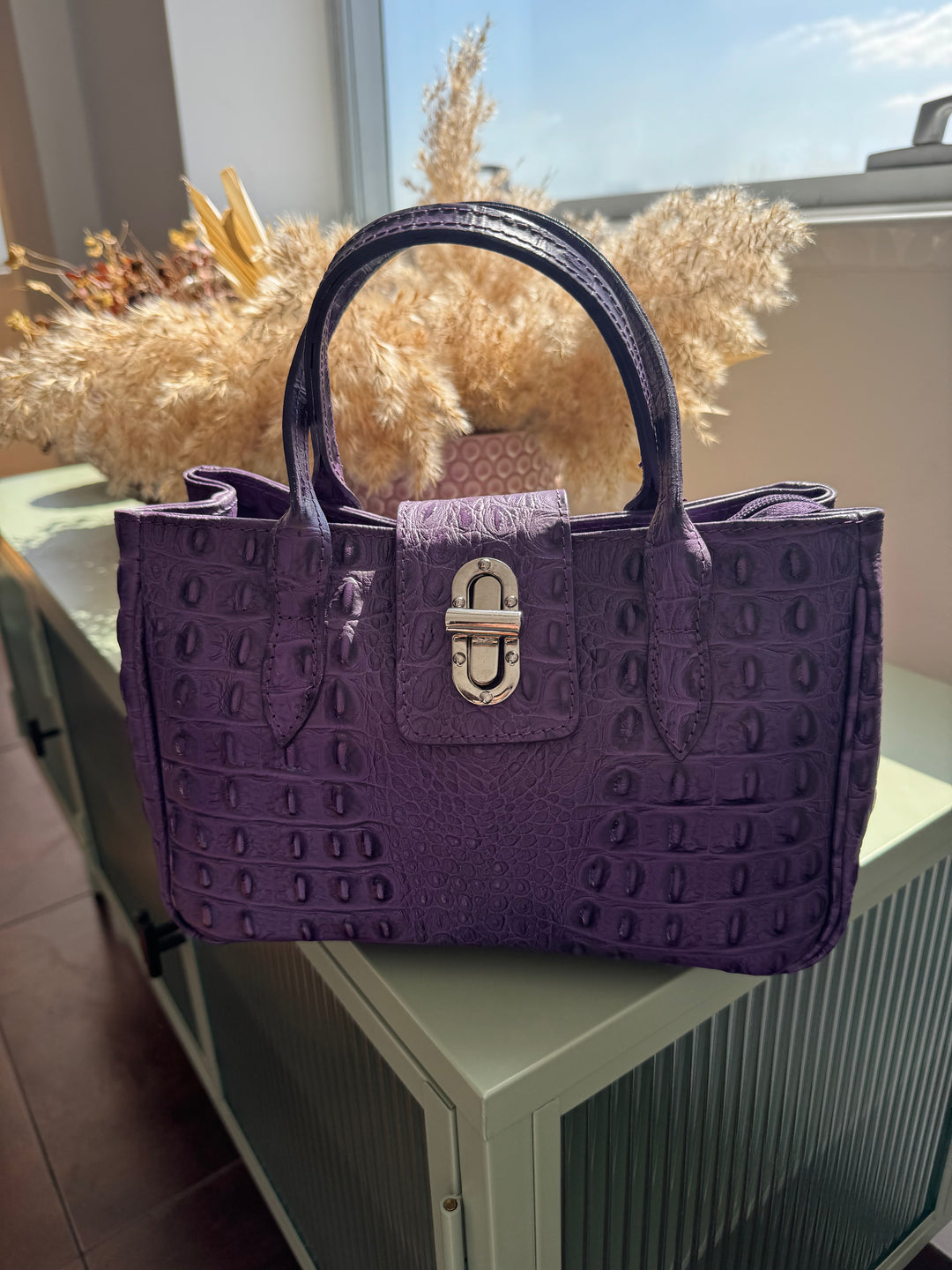 Bolso Piel Coco Morado