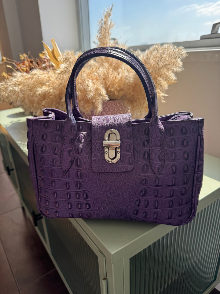 Bolso Piel Coco Morado