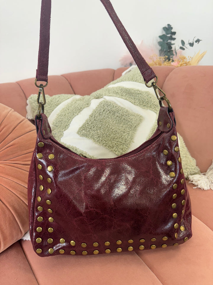 Bolso Piel Leo Burdeos