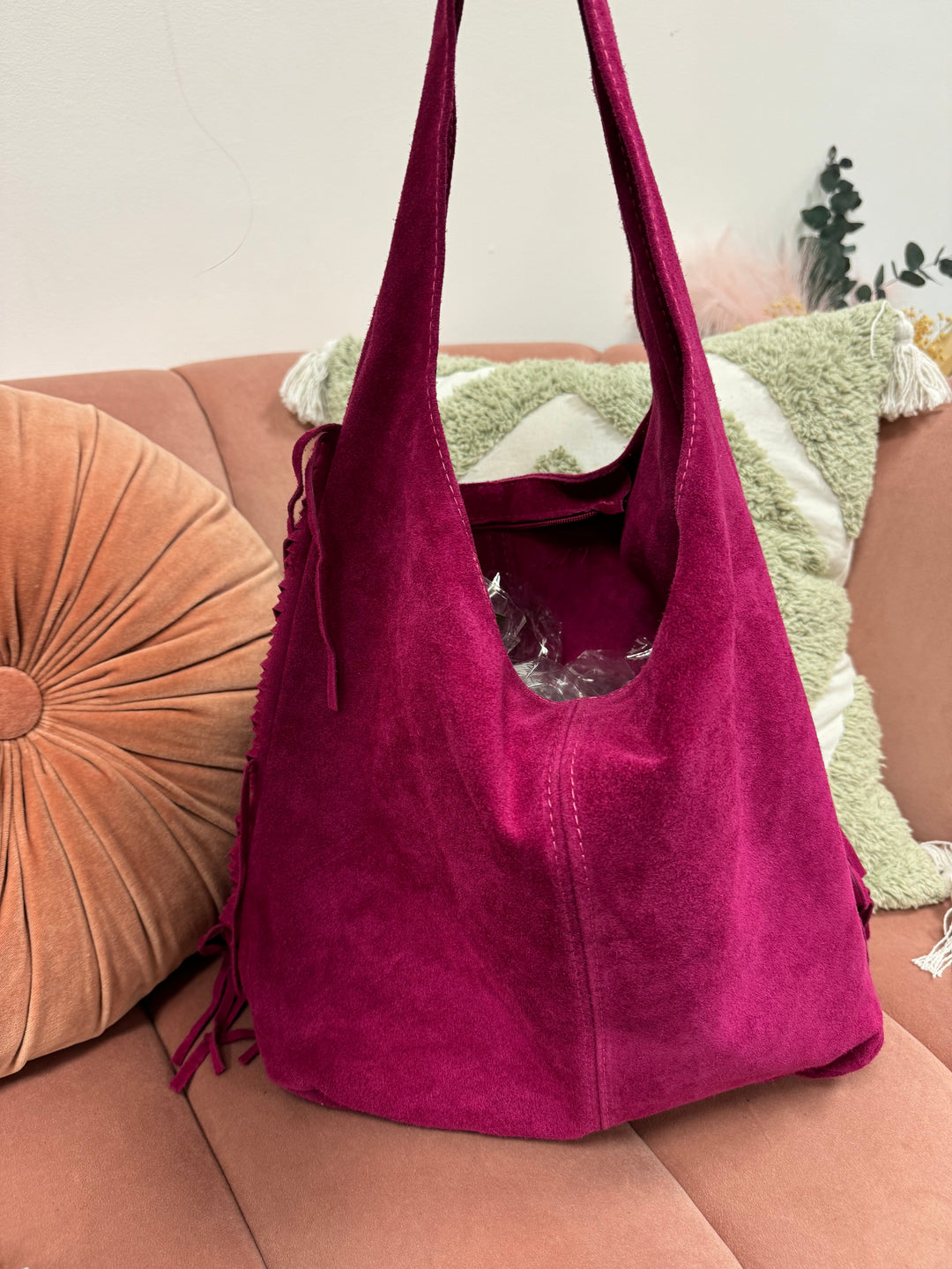 Bolso Saco indy piel Fucsia