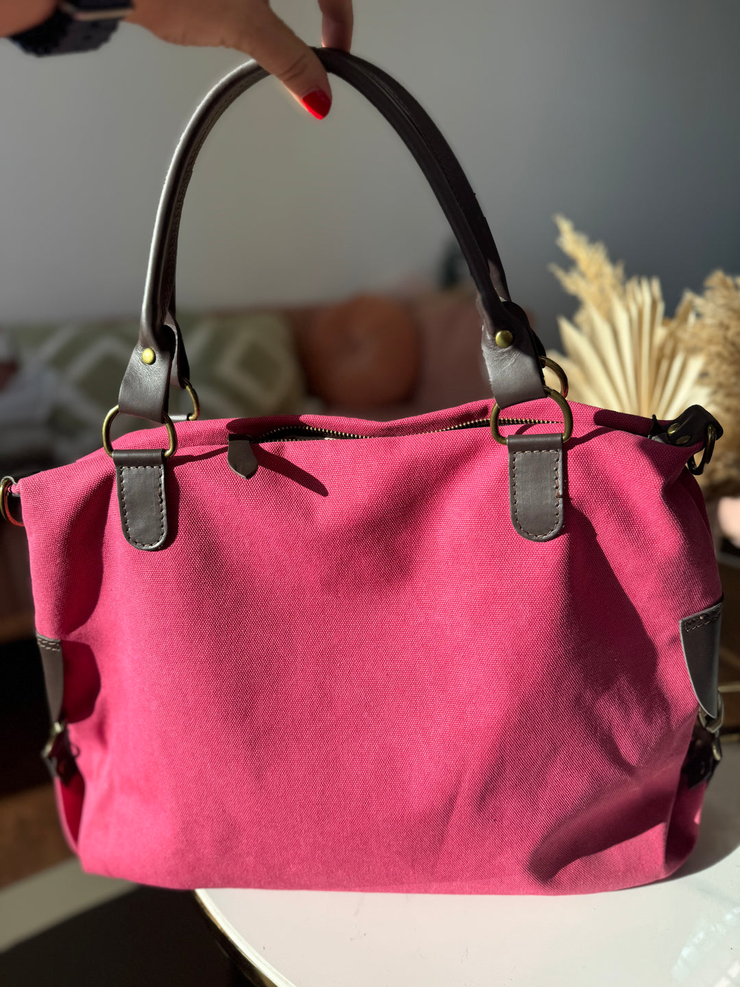 Bolso Shopper Bandolera Piel Cuqui XL Fucsia