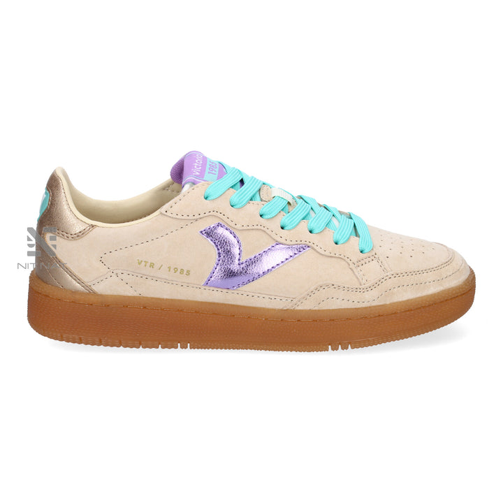 Zapatillas Smash efecto Piel y Serraje beige