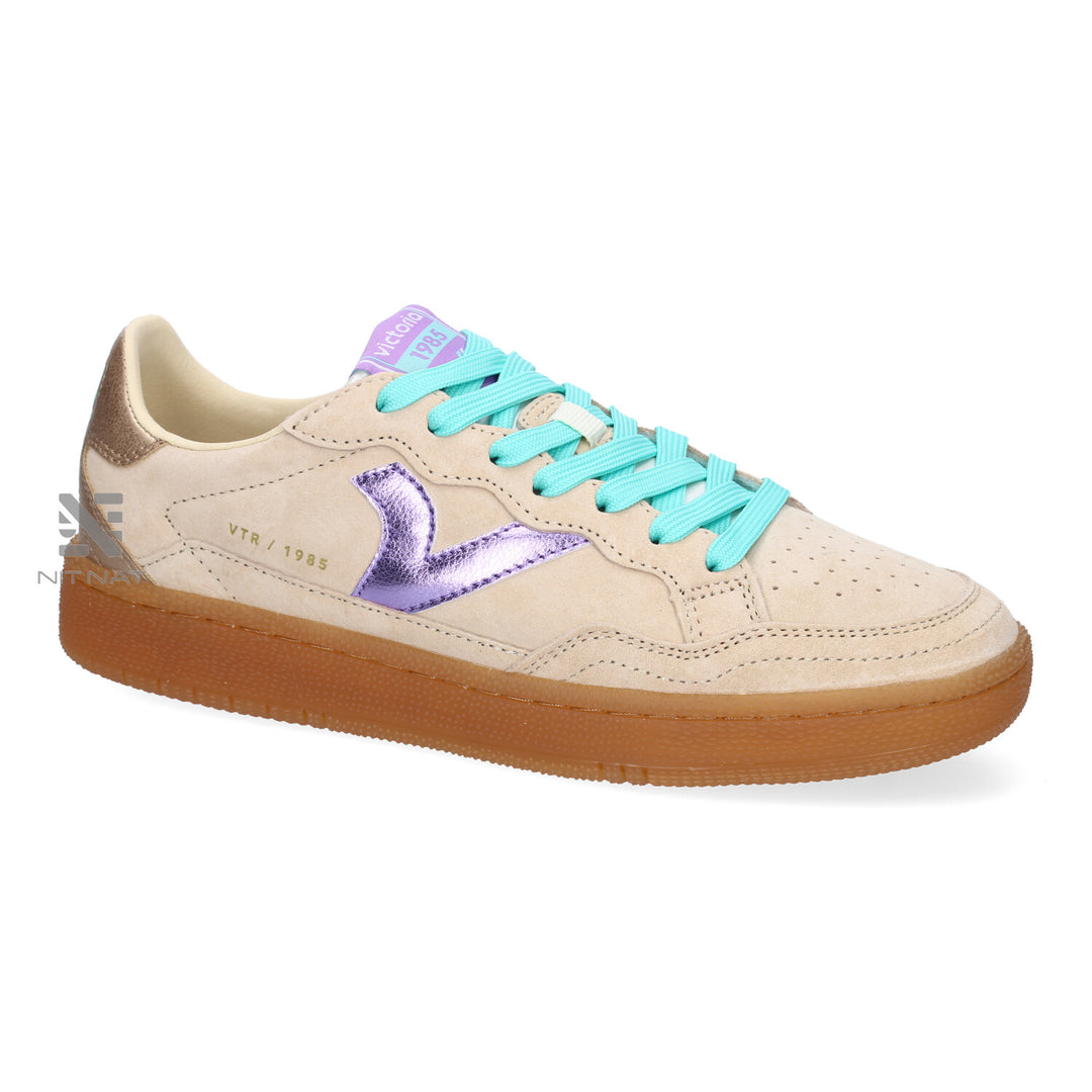 Zapatillas Smash efecto Piel y Serraje beige