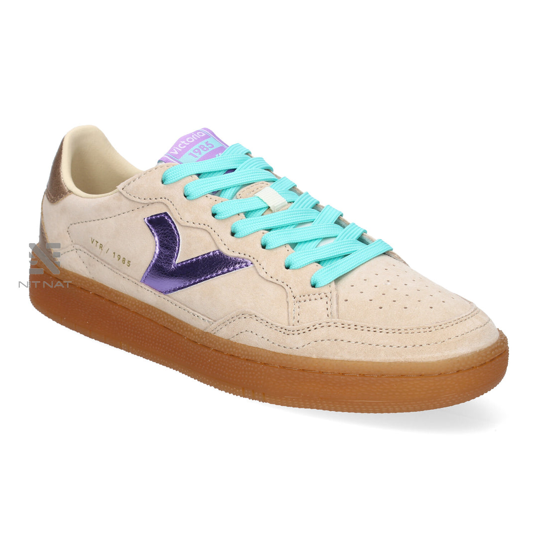 Zapatillas Smash efecto Piel y Serraje beige