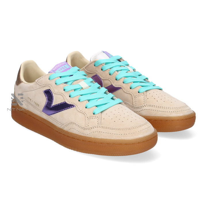 Zapatillas Smash efecto Piel y Serraje beige