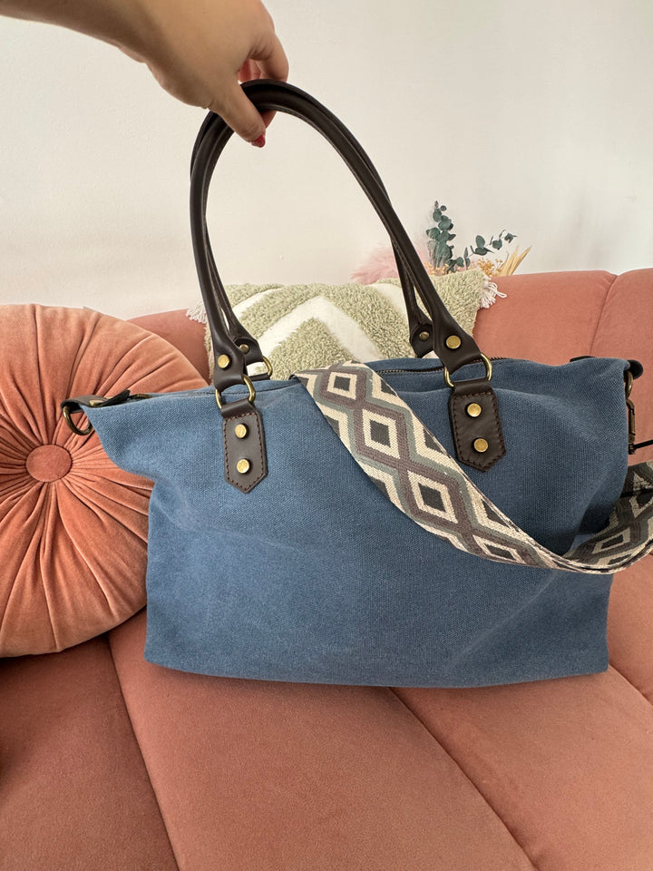 Bolso Bandolera Piel Cuqui Azul klein claro