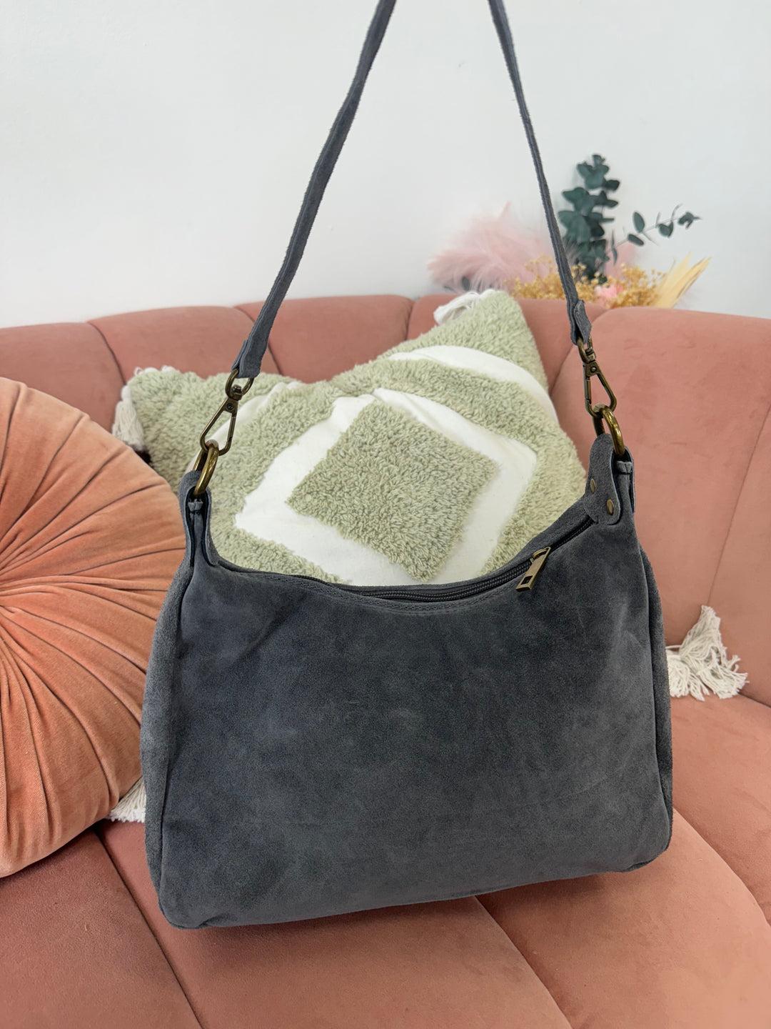 Bolso Piel Leo Ante Gris