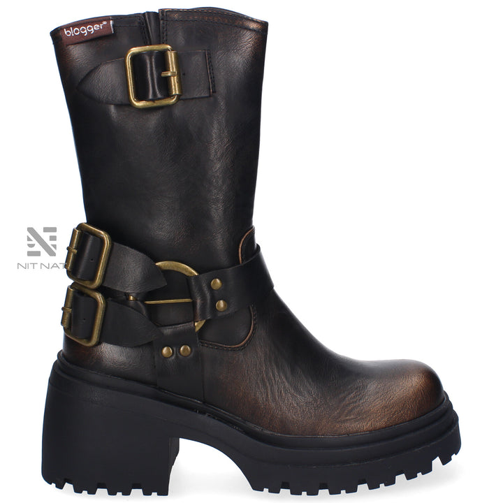 Botas Altas con hebilla Elvira Dorado