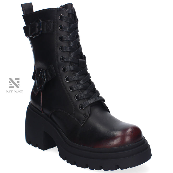 Botas Altas con Cordones Eleanor Burdeos