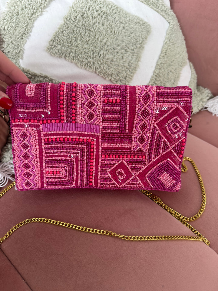 Cartera Bandolera india Fucsia