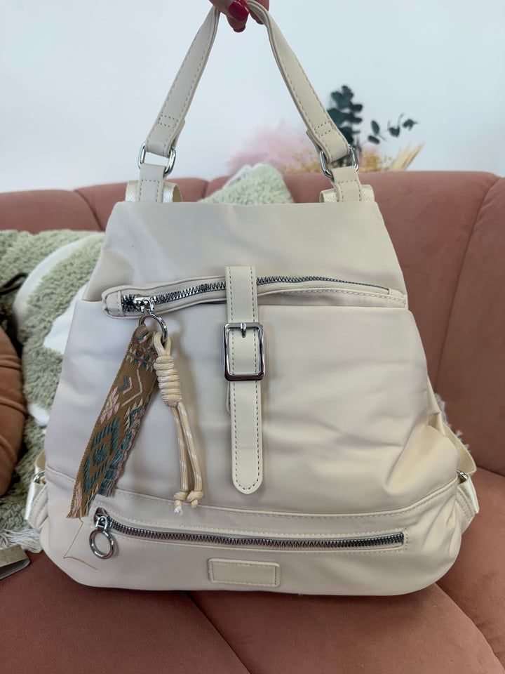 Mochila nylon flopy Beige claro