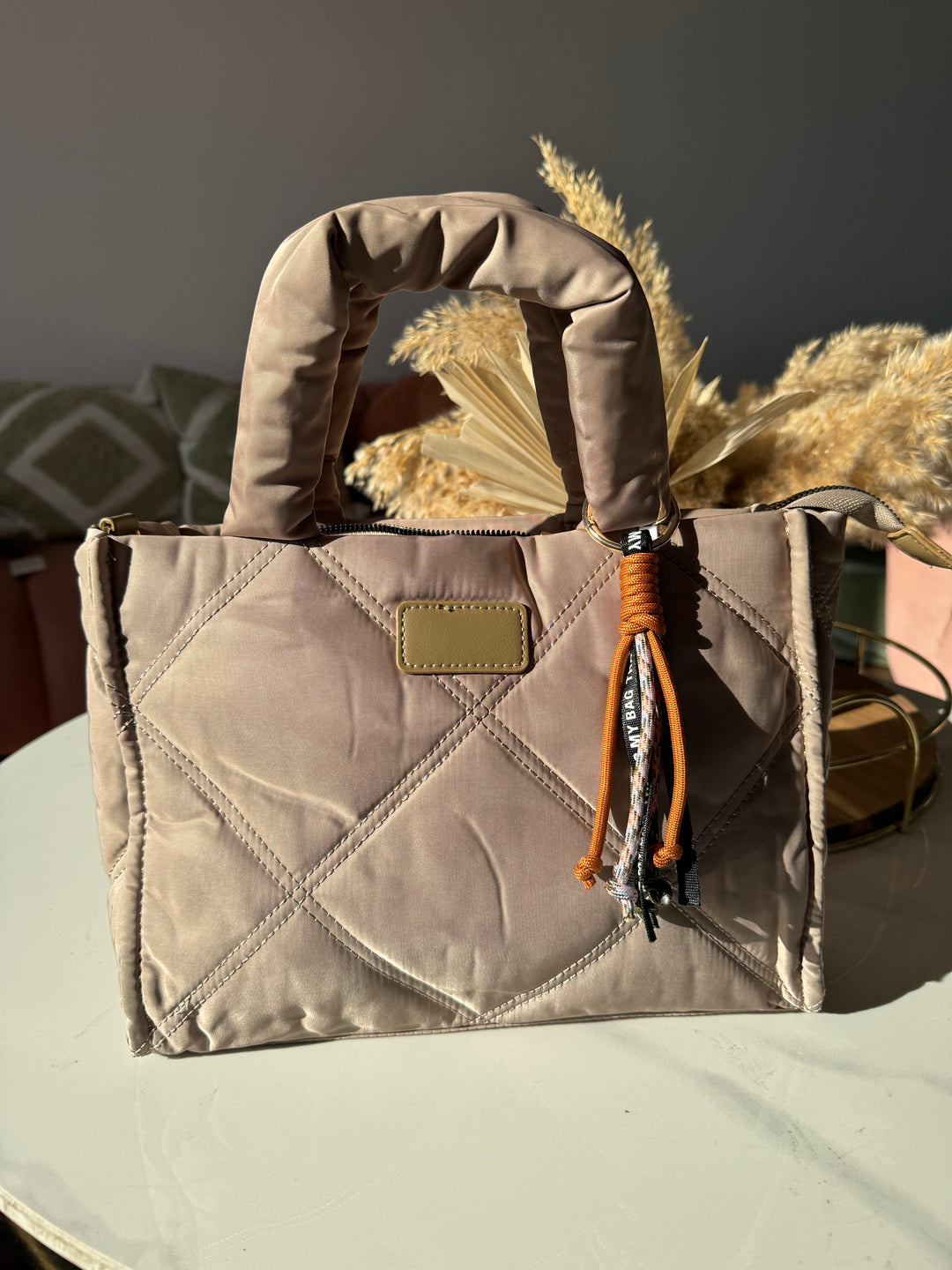 Bolso Bandolera Acolchado Beige