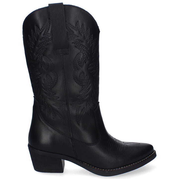 Botas Cowboy Grabadas Lola Nit Nat Negras