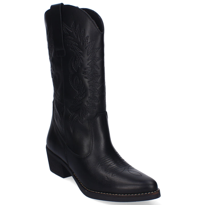 Botas Cowboy Grabadas Lola Nit Nat Negras