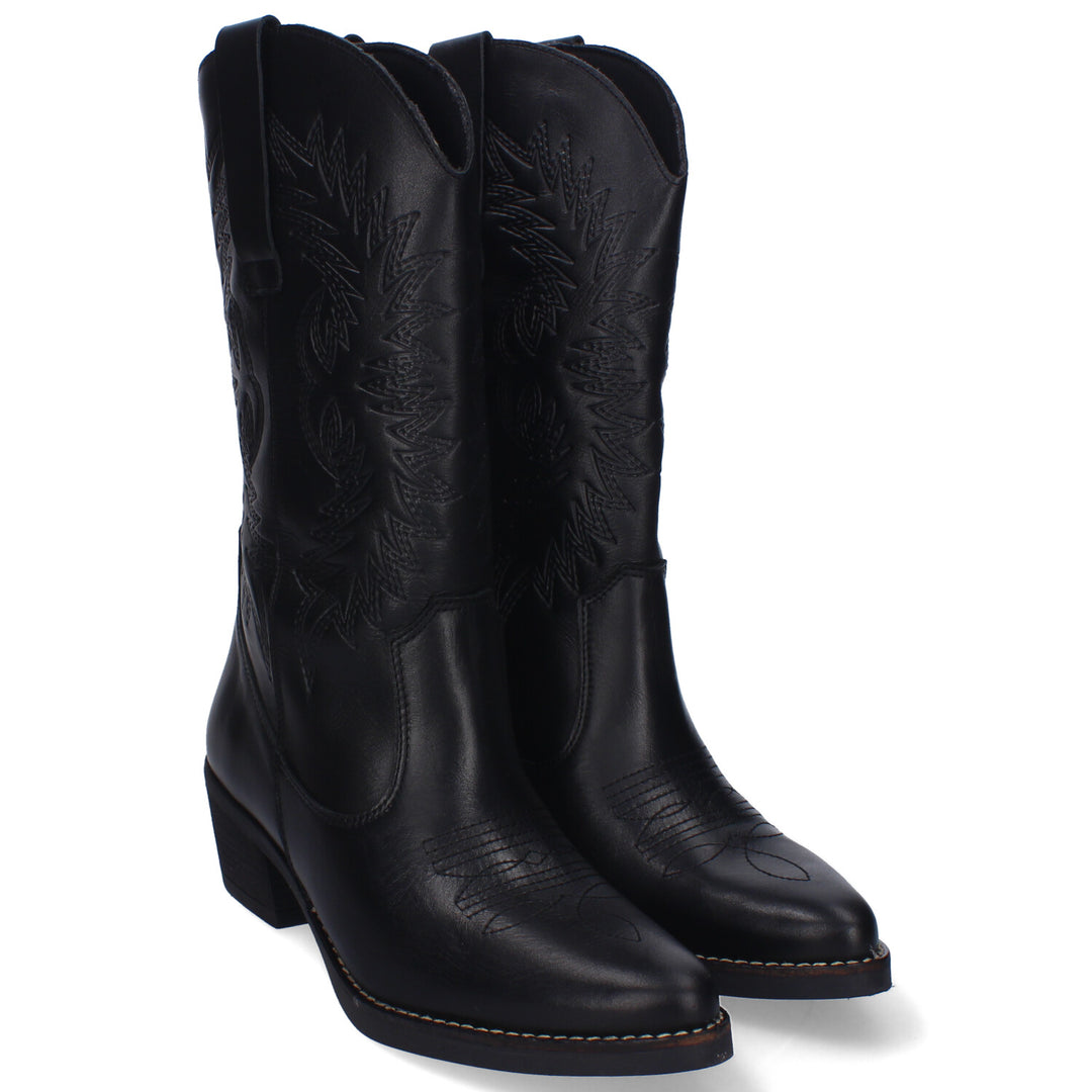 Botas Cowboy Grabadas Lola Nit Nat Negras