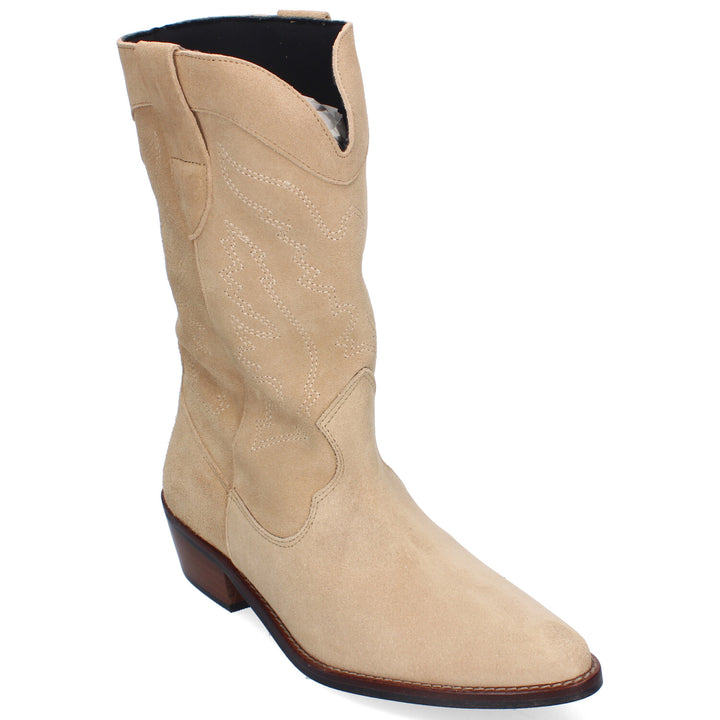 Botas Cowboy Sena Nit Nat Beige Claro