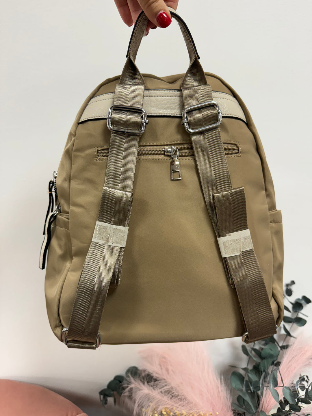 Mochila nylon Rin Beige