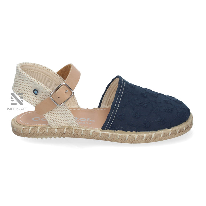 Sandalias Conguitos esparto bordadas azul marino