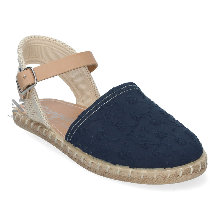 Sandalias Conguitos esparto bordadas azul marino