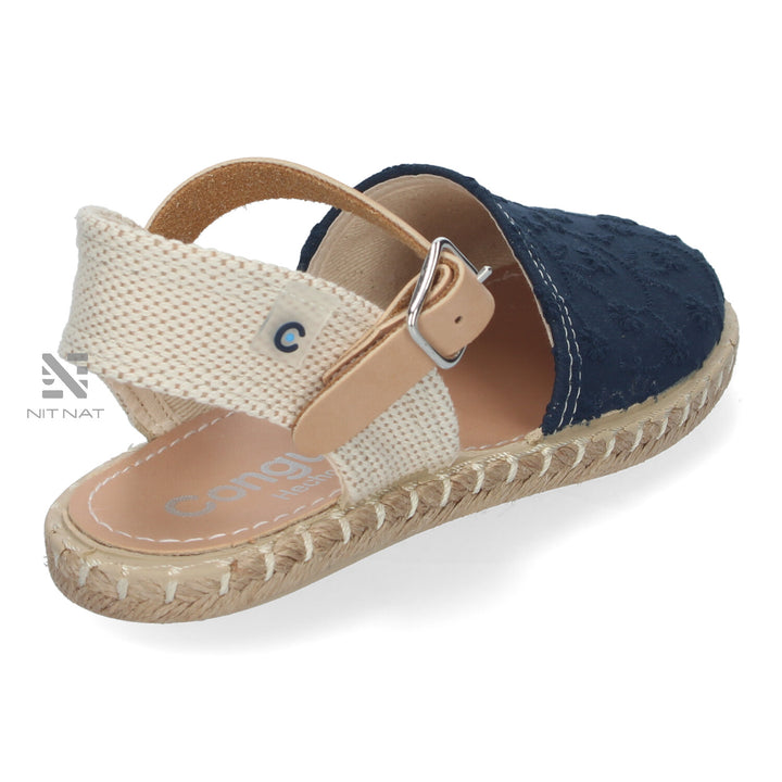 Sandalias Conguitos esparto bordadas azul marino