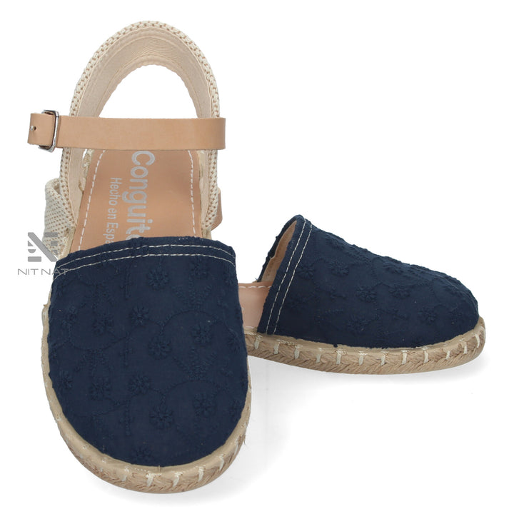 Sandalias Conguitos esparto bordadas azul marino