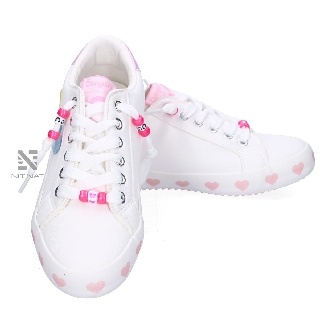 Zapatillas Conguitos cordones corazones Blanco