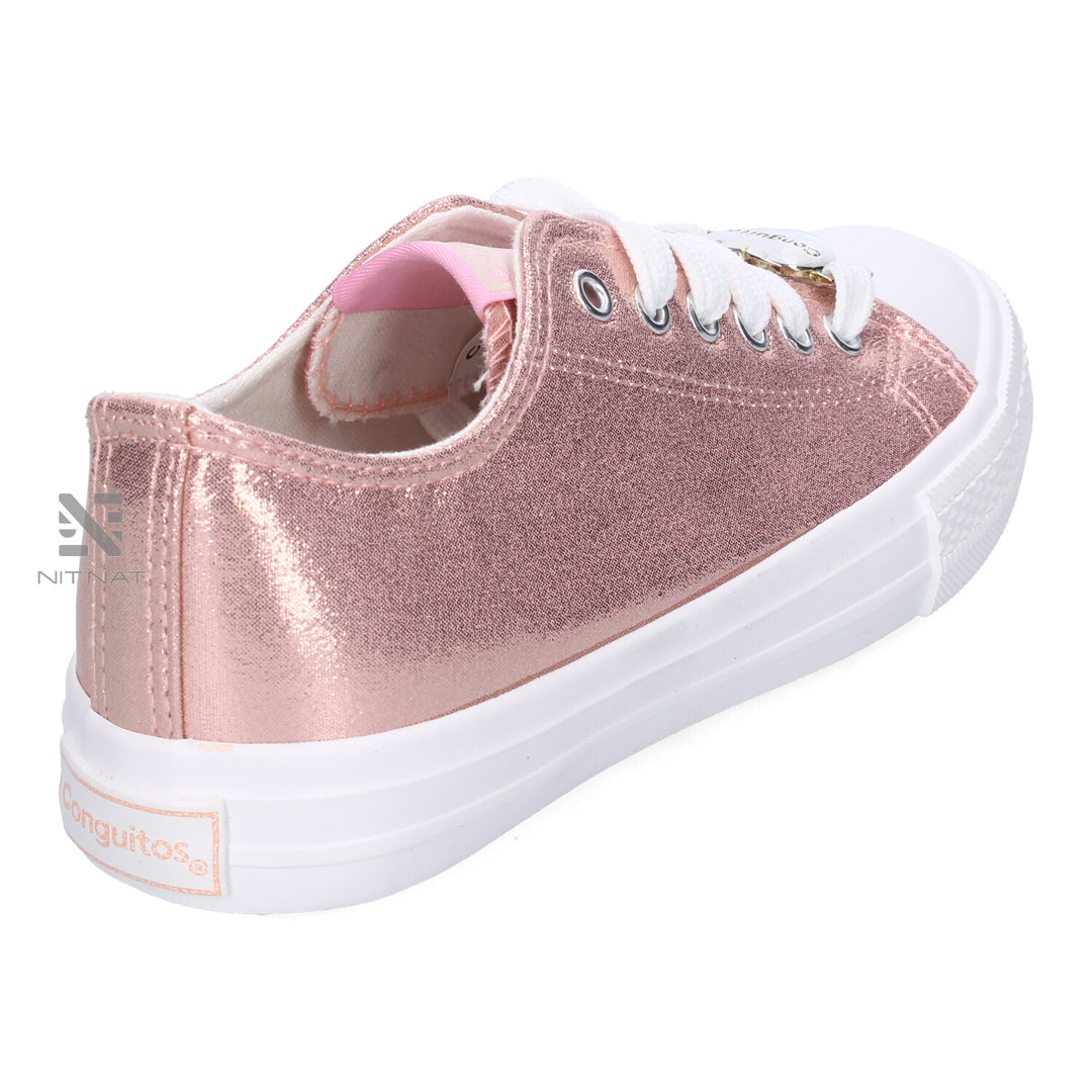 Zapatillas Conguitos Lona metalizado Corazón Rosa