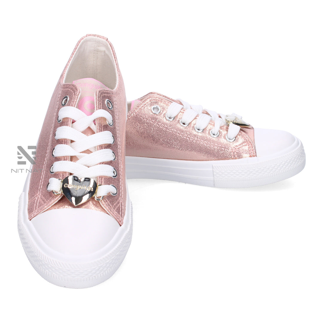 Zapatillas Conguitos Lona metalizado Corazón Rosa