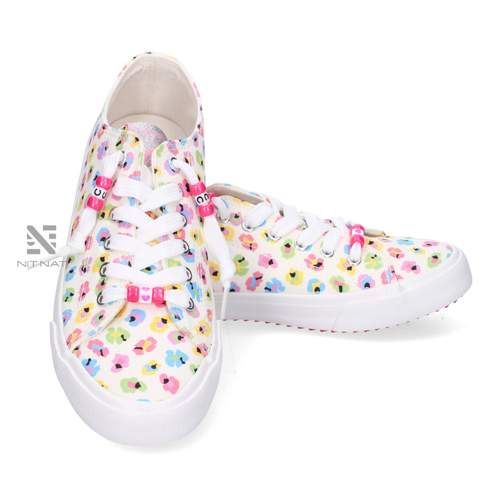 Zapatillas Conguitos Flores Lona Blanco