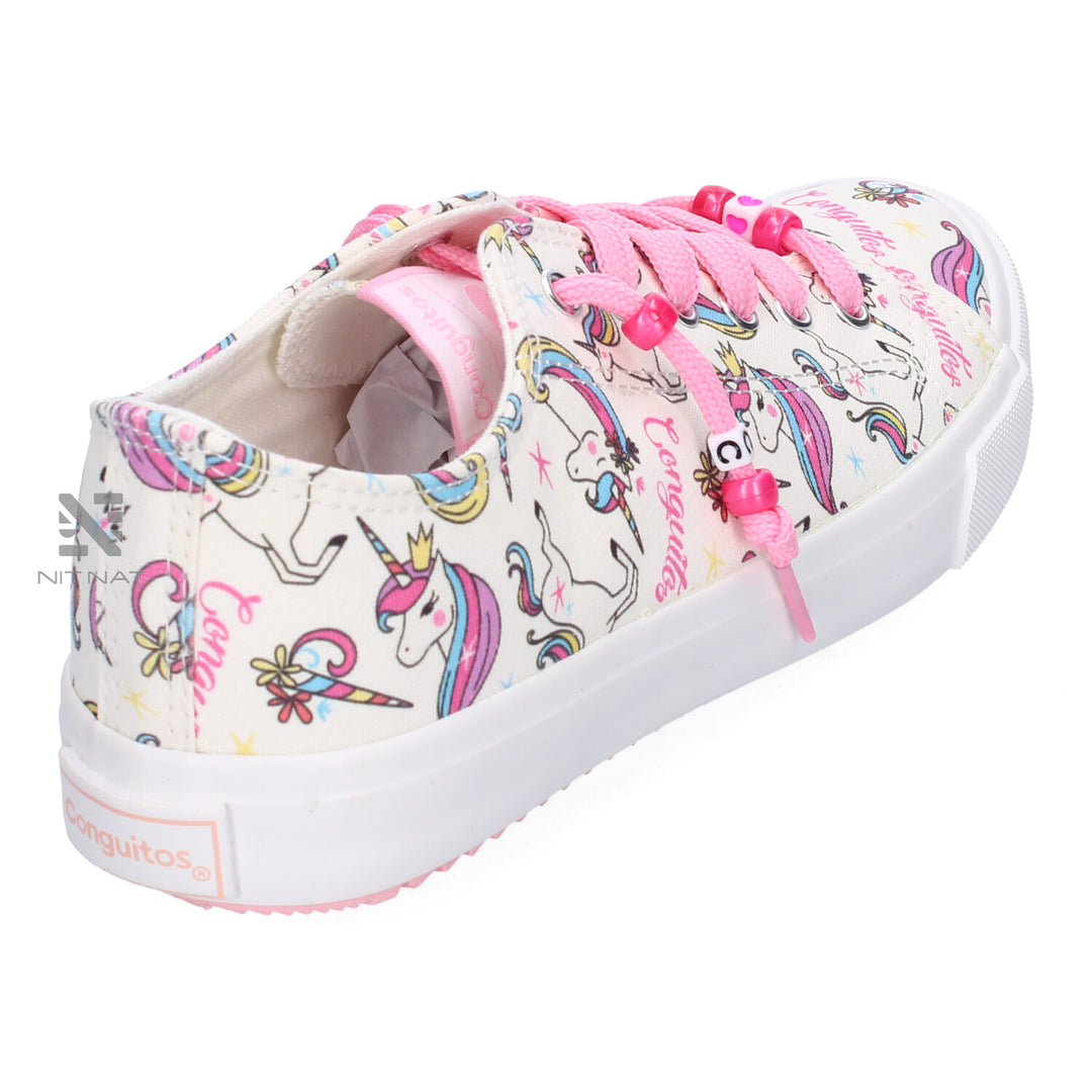 Zapatillas Conguitos cordones Fantasia Unicornio Blanco