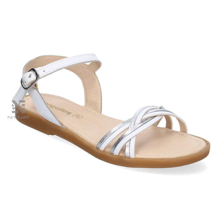 Sandalias Conguitos Napa blanco y plata