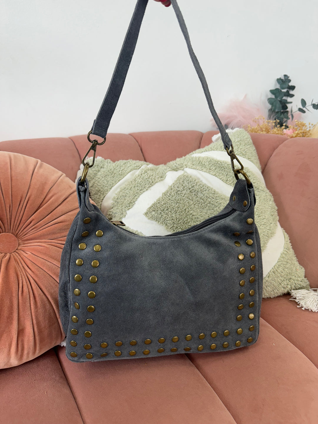 Bolso Piel Leo Ante Gris