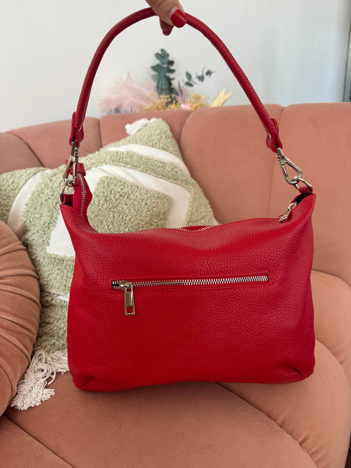 Bolso Piel Naty Verde Rojo