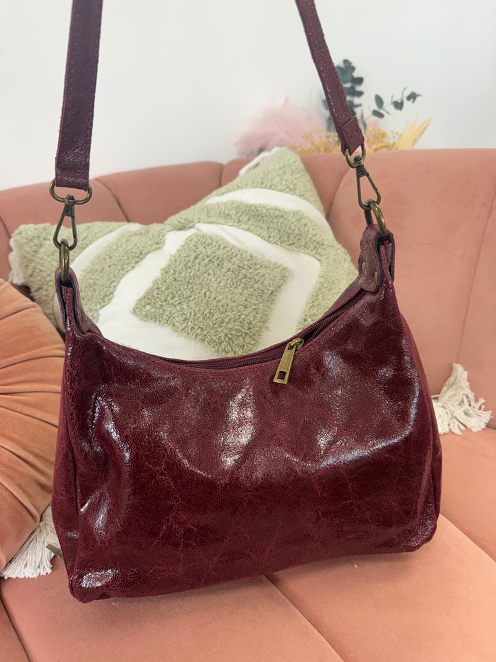 Bolso Piel Leo Burdeos