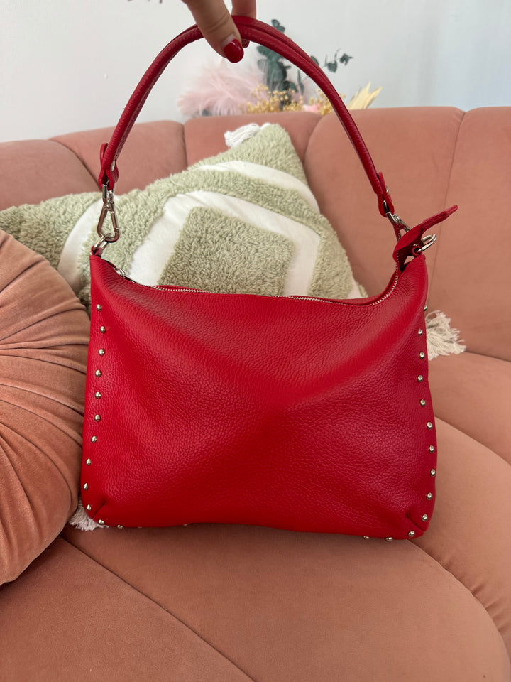 Bolso Piel Naty Verde Rojo