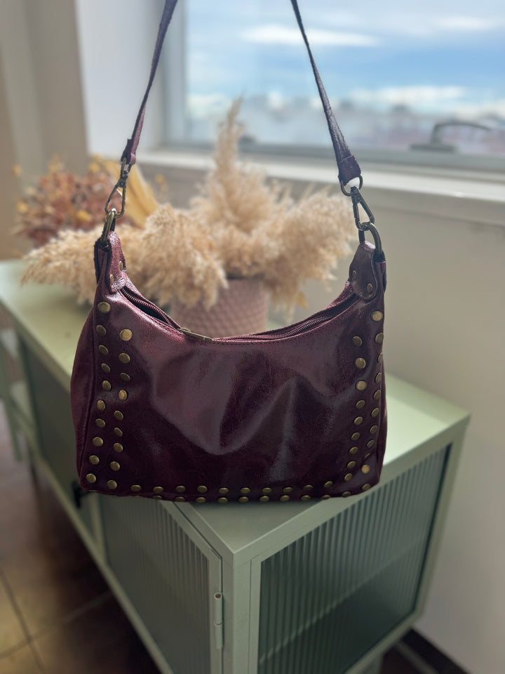 Bolso Piel Leo Burdeos