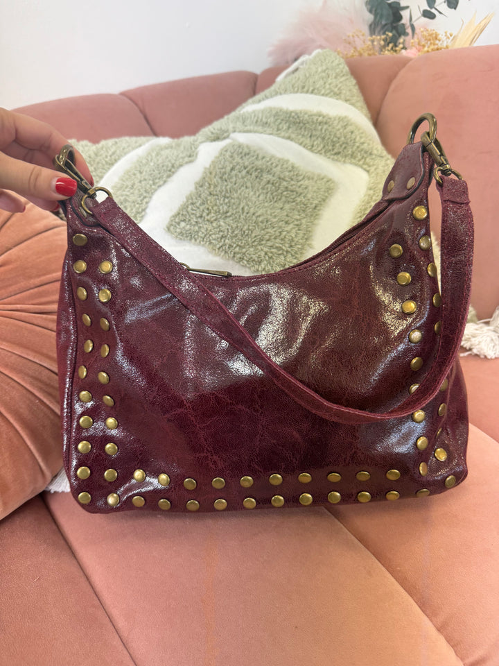 Bolso Piel Leo Burdeos